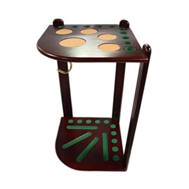 Imagem de Rack de taco de bilhar HAN'S DELTA com 10 tacos de bilhar – Suporte de taco de canto de luxo – comporta 10 tacos e conjunto de bolas de piscina (várias cores disponíveis) (marrom)