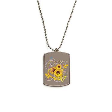 Imagem de DIYthinker Colar para animais de estimação com pingente de corrente de aço inoxidável e ilustração de girassol