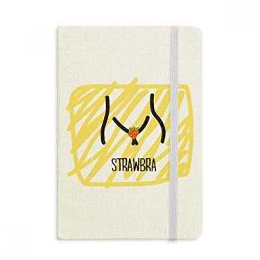 Imagem de Caderno preto vermelho engraçado desenho de morango oficial tecido capa dura diário clássico