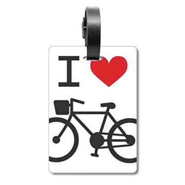 Imagem de I Love Red Heart Bicycle Pattern Bagagem Bagagem Etiqueta Cartão de Bagagem Scutcheon Etiqueta