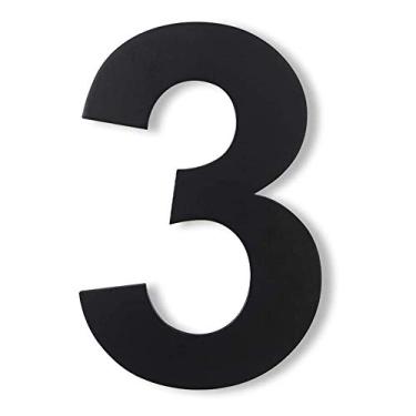 Imagem de Placa de porta flutuante 3D de 15 cm com número de placa de casa 0-9 letras AB, placa de porta grande de aço inoxidável preto fosco, montagem com parafuso, antiferrugem durável