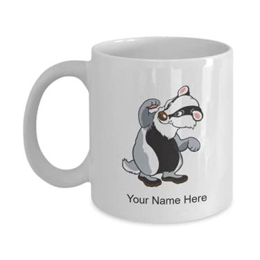 Imagem de SpreadPassion Caneca personalizada de texugo de desenho animado para amantes de texugo de desenho animado ideia crianças meninos meninas amor - Caneca de café de 445 ml