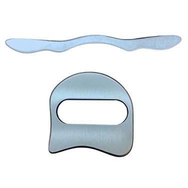 Imagem de Kit 2 Instrumentos de Liberação Miofascial Massagem Massageador Iastm Guidão - Guidom e Soco - Soqueira em Aço Inox + Case