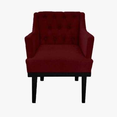 Imagem de Poltrona Decorativa Em Capitonê Para Quarto e Closet Classica Suede Vermelho Bordo LM DECOR