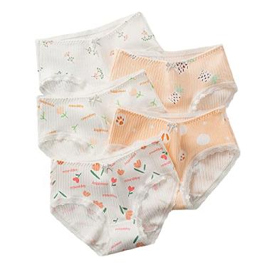 Imagem de SINMIUANIME Women's Panties Anime Print Underwear Breathable Cotton Brief Sexy Cosplay Lingerie 5-Pack (Herringbone lace, XL)