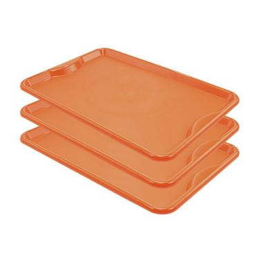 Imagem de Conjunto 3 Bandejas Plásticas Self-Service Refeição 48 x 32,5 x 2 BR-100 Laranja - Della Plast