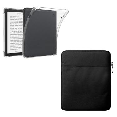 Imagem de enoxboo Capa para Kobo Libra 2 (Release 2021), Tampa Transparente de Back Protective Back TPU para 7 "Kobo Libra 2 Ereader, Vem com Uma Bolsa de Manga