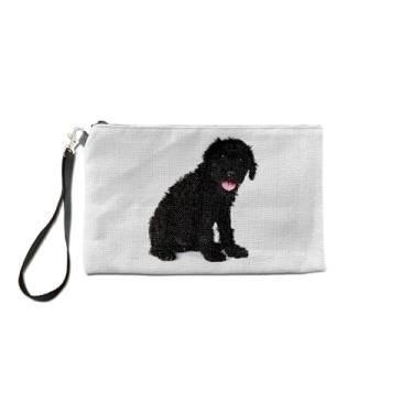 Imagem de Bolsa de maquiagem fofa de cachorro russo terrier russo, bolsa de higiene pessoal do proprietário do terrier russo, bolsa de maquiagem amor para filhotes, ideia de presente de cesta de Natal de aniversário, Branco, Bolsa Cosmética
