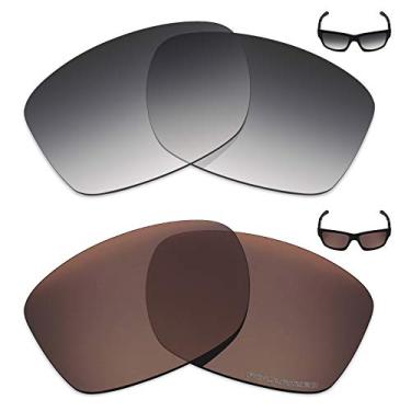 Imagem de Mryok+ 2 pares de lentes polarizadas de substituição para óculos de sol Oakley Jupiter Squared – Cinza dégradé tingido/marrom bronze