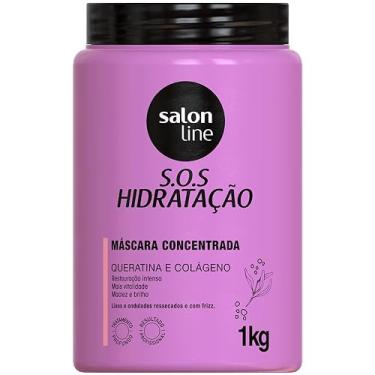 Imagem de Salon Line, Máscara Capilar, SOS Hidratação, Concentrada, Queratina e Colágeno - Cabelos Lisos, Ondulados, Cacheados e Crespos, 1 Kg