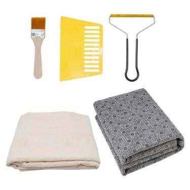 Imagem de Fancyes Pano de tufos overlock com linhas marcadas, pano de monge grande para agulha de perfuração de tufos, tecido de tufos, 1x1.8m e 1x1.8m