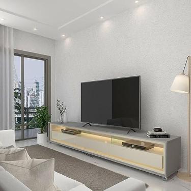 Imagem de MadeiraMadeira Rack para TV até 75 Polegadas com Led e Rodízios Requinte 212cm Gelius Móveis Cinza/off White