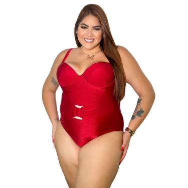 Imagem de Maiô Feminino Liso Plus Size Com Bojo Vermelho  feminino