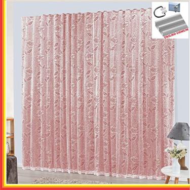 Imagem de Cortina Charme em Renda com Voal 4,00 x 2,50 Para Trilho Comum - Vermelha