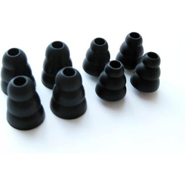 Imagem de 8 peças (M-SLB) Conjunto de fones de ouvido intra-auriculares de substituição macio com flange tripla compatível com Shure SE110, SE112, SE115, SE210, SE215, SE315, SE420, SE425, SE530 PTH, SE535, SE846, E3c, E4G, E4G