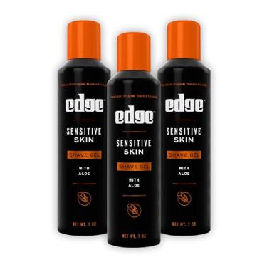 Imagem de Edge Gel de barbear para homens, pele sensível com aloe, 200 ml (pacote com 3) – Gel de barbear para homens que hidrata, protege e acalma para ajudar a reduzir a irritação da pele (a embalagem pode