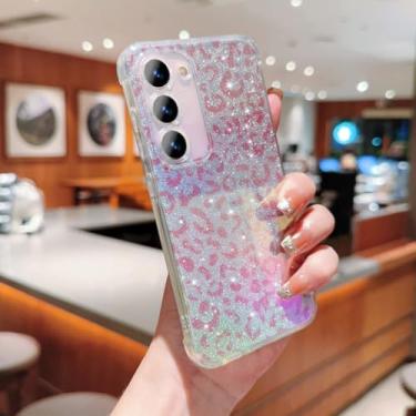 Imagem de Capa luxuosa com glitter com estampa de leopardo para Samsung Galaxy S23 Ultra S22 Plus S21 S20 FE A54 5G A53 A52 A34 A14 A13 A12 S 20 23 Capa, laser, rosa, para S23 Plus