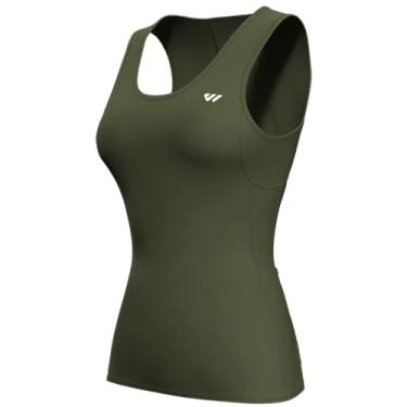 Imagem de Wulibike Camiseta feminina de ciclismo sem mangas, camiseta de corrida, regata de ciclismo de verão com 4 bolsos, 1 - verde-oliva, PP