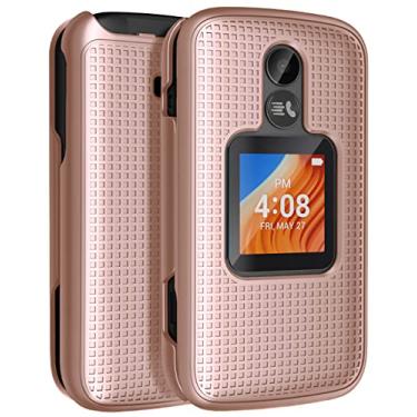 Imagem de Nakedcellphone Capa para telefone Alcatel TCL Flip 2 (2022), [Textura de grade] Capa protetora rígida fina para T408DL / TFALT408DCP - ouro rosa