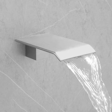 Imagem de HAMOLER Torneira de banheira de banheiro com bico de cachoeira romana torneira de banheira de montagem na parede torneira de enchimento de banheira, níquel escovado