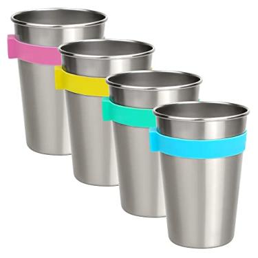 Imagem de SOPHICO Copos magnéticos suspensos para crianças e adultos, copo pendurado na geladeira ou refrigeradores de água, para bebedores independentes (mistura de 473 ml, aço inoxidável)