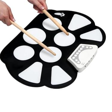 Imagem de Bateria Eletrônica Dobrável Musical Dobrável Siliconene, Bateria Digital USB para Presentes Musicais Infantis.