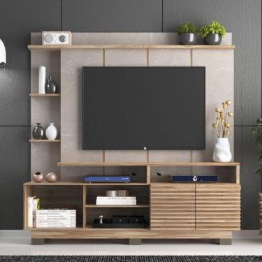 Imagem de Estante para TV Até 60 Polegadas 2 Portas Carvalho Oak/Petra - Decibal