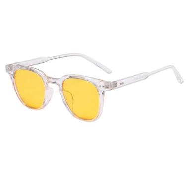 Imagem de Ã“culos de sol retrô com rebite feminino, estilos de verão, masculino, uv400, amarelo, tamanho único