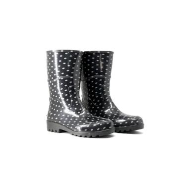 Imagem de Bota Galocha Feminina Baspan Preta com Bolinhas