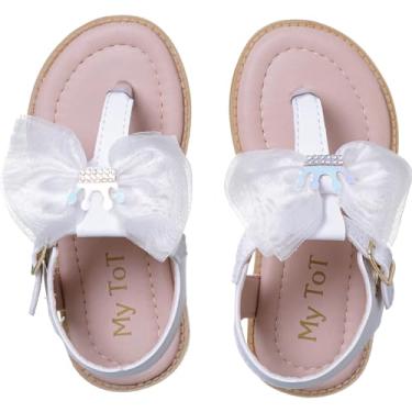 Imagem de Sandália Infantil Menina Confortável Laço Coroa Princesa Solado Antiderrapante (Branca, BR, Criança de 4 a 8 anos, Numérico, 27)