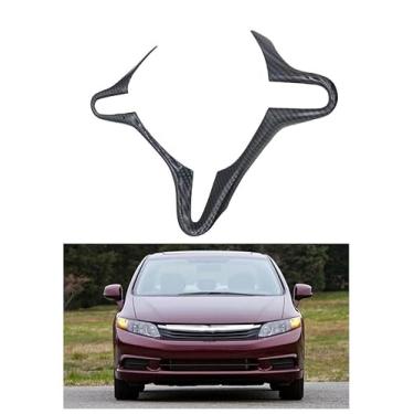 Imagem de 1pcs fibra de carbono carro volante botão painel tampa guarnição interior guarnição para Honda Civic 2006 2007 2008 2009 2010 2011 8 Acessórios(Black,B)