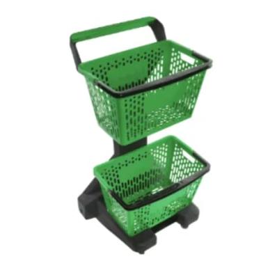 Imagem de Dellaplast HandyBasket D-100 Double - Polipropileno Reforçado, Cestas de Supermercado Mercado, Cestas de Compras (Preto/Verde)