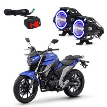 Imagem de Par de Farol de Milha Angel Eye U7 Azul para Moto Yamaha Fazer 250 201