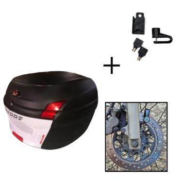 Imagem de Baú Bauleto 34l Awa + Cadeado Trava Disco Moto Antifurto, Branco