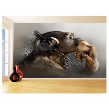 Imagem de Papel De Parede 3D Musica Macaco Musica Fone 3,5M Mus116 - Você Decora