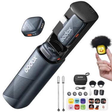 Imagem de GODOX Mini microfone de lapela sem fio Cube-S para iPhone 15 e Android, microfone de lapela com clipe USB C, áudio Hi-Fi ultratransparente, alcance de 305 metros, cancelamento de ruído, bateria de 30