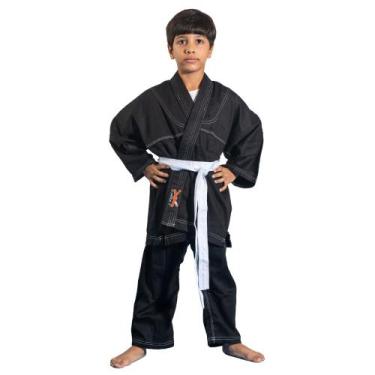 Imagem de Kimono Jiu-Jitsu Judô Infantil Preto 1 Fit, M1, Preto