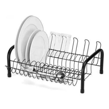 Imagem de Escorredor Pratik Com Porta Copos E Talheres Arthi Aço Cor Preto, UNIC