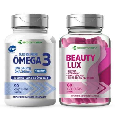 Imagem de Kit Omega 3 Ultra Cert Ifos + Beauty Lux Biotina Com B1 B2 B3 B5 B6 B1