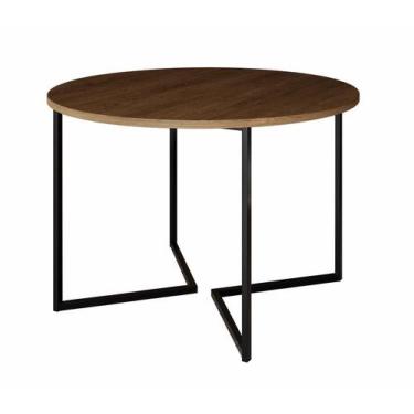 Imagem de Mesa de Jantar Industrial Base De Ferro Preto em  V  Tampo 110 Amêndoa
