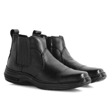 Imagem de Botina Masculina Couro Conforto Bota Leve Macia Preta ou Marrom Infant