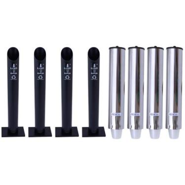 Imagem de Kit 4 Coletores Individuais Água PVC + 4 Dispensers Redondos 200ml Ino