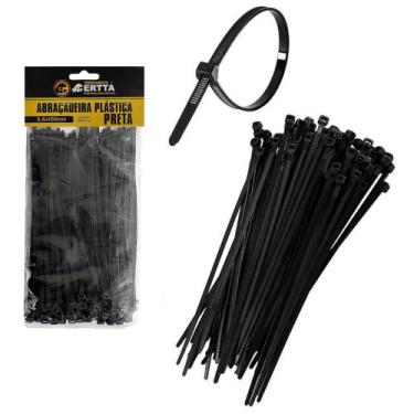 Imagem de 200 Fita Herman Cinta Plástica 3.6x100mm Abraçadeiras de Nylon Preto -