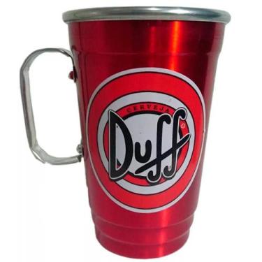 Imagem de Caneca Em Alumínio Térmica De Chopp Vermelha Cerveja Duff - Retrofenna