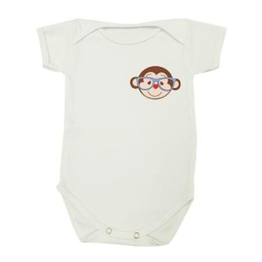 Imagem de Body Bebê Manga Curta Macaco de Óculos - Mellane Baby, G, Branco