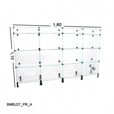 Imagem de Balcão de Vidro com Porta Bijuteria - C/ Conectivo Preto -  MOD.40 - 1