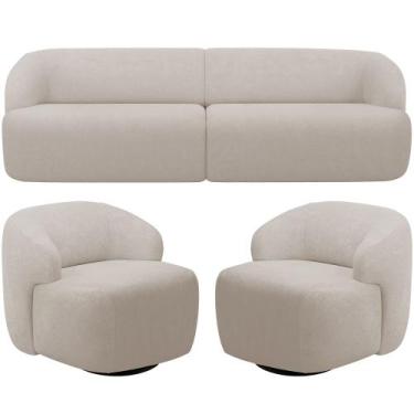 Imagem de Sofá 3 Lugares Curvo Orgânico com 02 Poltronas Para Sala Living 250cm 