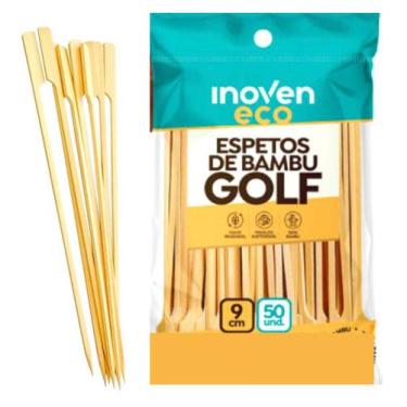 Imagem de 500 un espetos bambu golf 9 cm petiscos gourmet decorativo - INOVEN EC