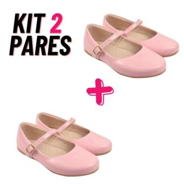Imagem de Kit 2 Pares Sapatilha Infantil Menina Boneca Daminha Juvenil Feminina 