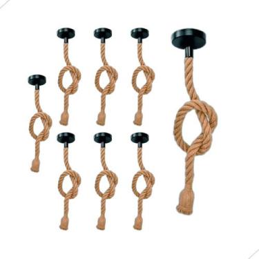 Imagem de Kit 8 Pendente Corda Retro Vintage Rústico Decorativo E27 1 Metro - --